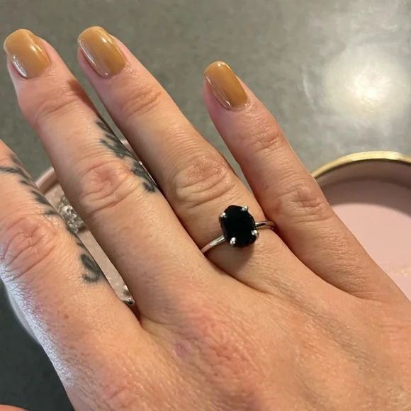 Black Obsidian and Silver Ring/Necklace - Picture 2 of 4